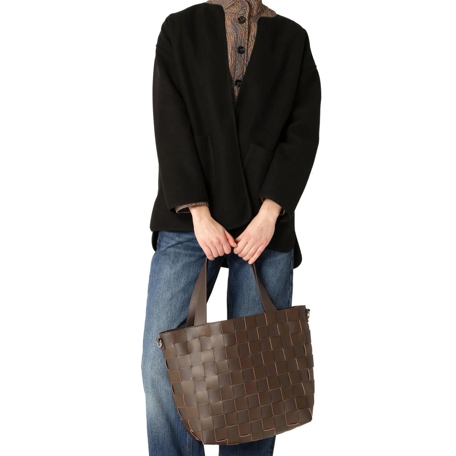 Braided Cross-Body Shopper, chocolate brown