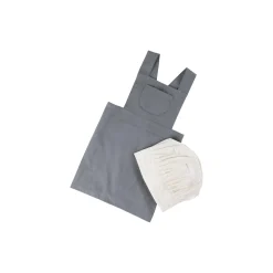 Børneforklæde m/kokkehue, elephant grey/classic white