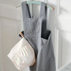 Børneforklæde m/kokkehue, elephant grey/classic white