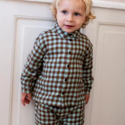 Brushed Collar Shirt, coffee checks