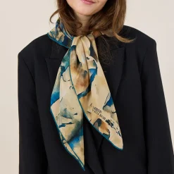 BRUSHtørklæde, sand/petrol