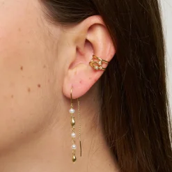 Cammi Hook Øreringe, forsølvet/perler