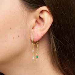 Cammi Hoops med kæder, hvide perler