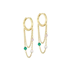 Cammi Hoops med kæder, multifarvet sten