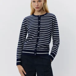Cardigan, dark blue striped
