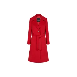 Cashmere Coat W Clareta Belt Midi, medium red