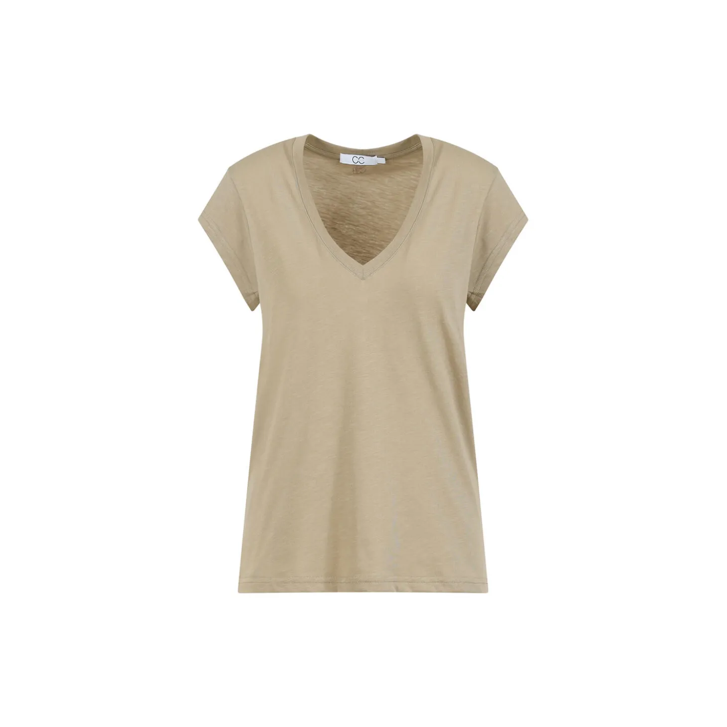 CC Heart Basic V-neck T-shirt, sand olive