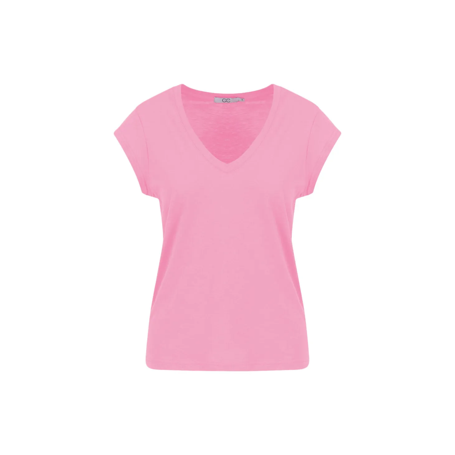 CC Heart Basic V-neck T-shirt, baby pink