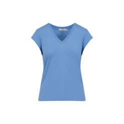 CC Heart Basic V-Neck T-Shirt, bright sky blue