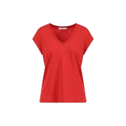 CC Heart Basic V-neck T-shirt, berry red