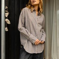 CC Heart GEMMA check loose shirt, brown check