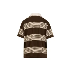 CC Heart RUTH polo shirt sleeved shirt, brown stripe
