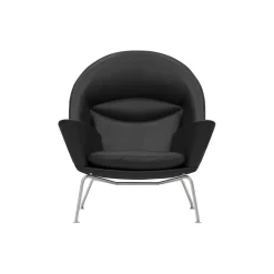 CH468 Oculus Chair loungestol, sort/rustfrit stål