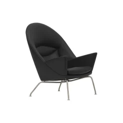 CH468 Oculus Chair loungestol, sort/rustfrit stål