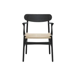 CH26 spisebordsstol, sortlakeret eg/natur