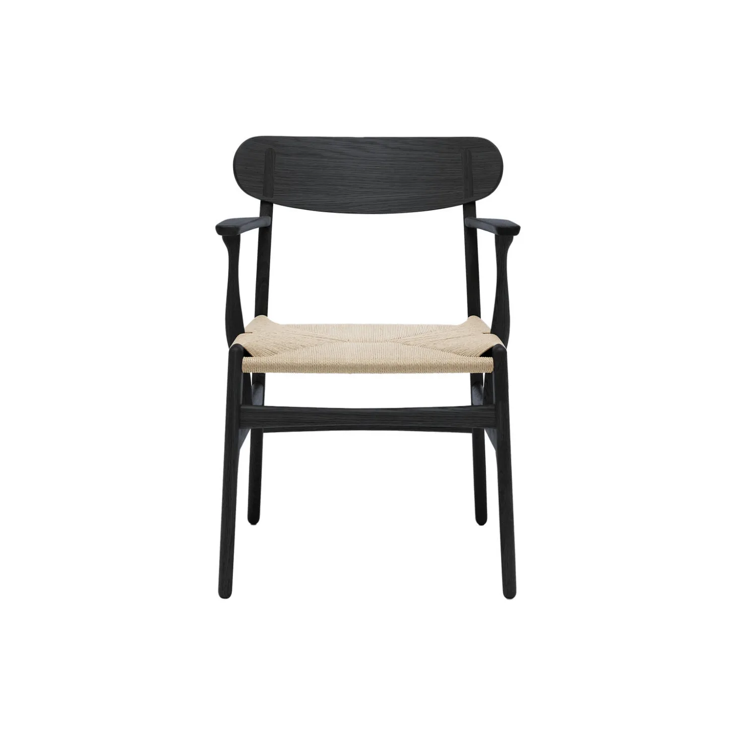 CH26 spisebordsstol, sortlakeret eg/natur