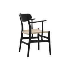 CH26 spisebordsstol, sortlakeret eg/natur