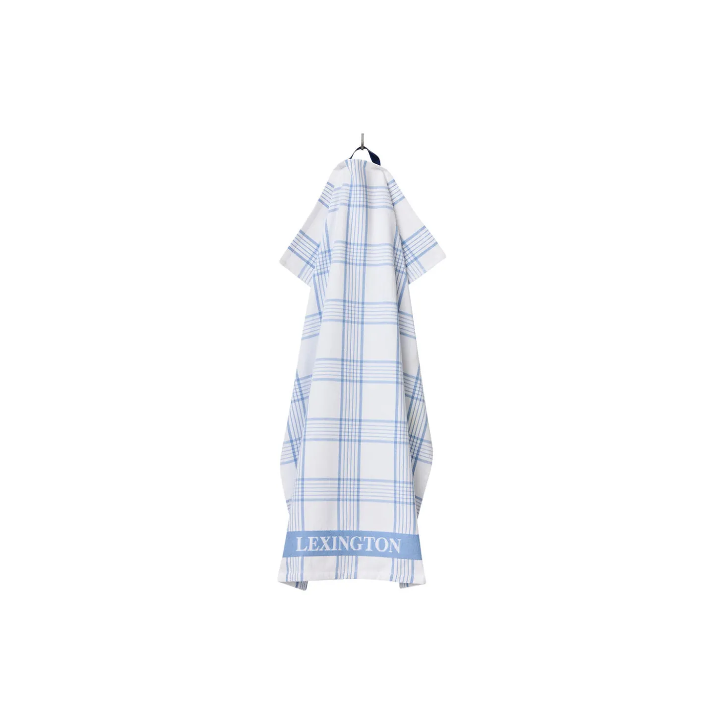 Checked Organic Cotton Terry Kitchen Towel, white/blue