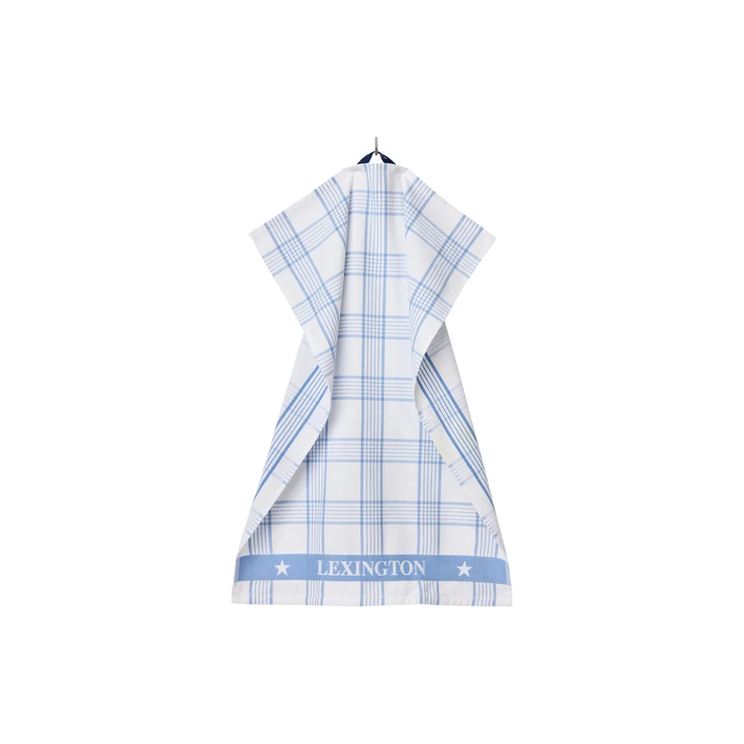 Checked Organic Cotton Terry Kitchen Towel, white/blue