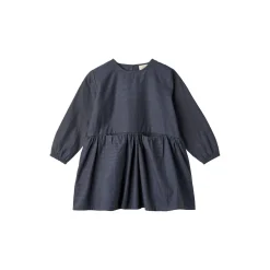 Checkered Dress w. Backside Bow, brown/blue check comb.