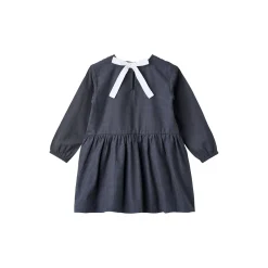 Checkered Dress w. Backside Bow, brown/blue check comb.