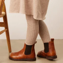Chelsea støvle med brogue hulmønster, medium brown
