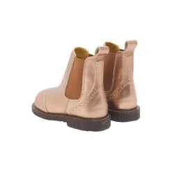 Chelsea støvle med brogue hulmønster, bronze metallic/cognac