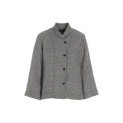 Chesu kort jakke, black/ivory pepita