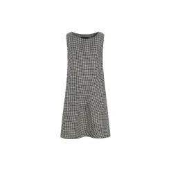 Chesu ærmeløs kjole, black/ivory pepita