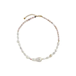 Chunky Glamour Pearl Necklace White & Rose, gold