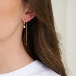 Clara chain ørering m. zirkoner, guldbelagt