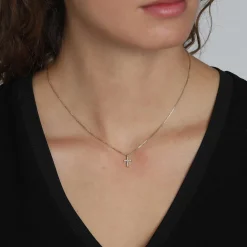 CLARA Crystal Cross Halskæde, gold plated