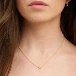 Clara halskæde m. zirkon, guldbelagt