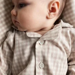 Classic PJ Suit, beige gingham