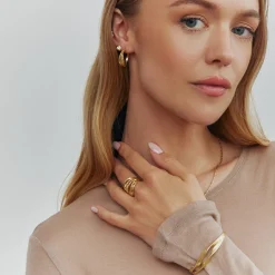 Cleo round øreringe, sølvbelagt