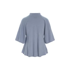 Cloud cashmere højhalset bluse, steel blue