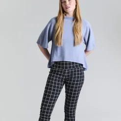 Cloud cashmere højhalset bluse, steel blue