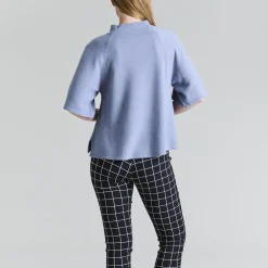 Cloud cashmere højhalset bluse, steel blue