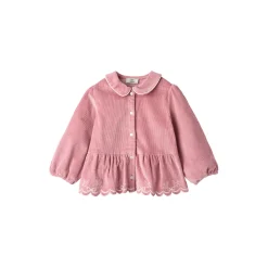 Corduroy Blouse w. Embroidery, rose comb.