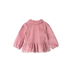 Corduroy Blouse w. Embroidery, rose comb.