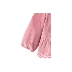 Corduroy Blouse w. Embroidery, rose comb.