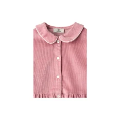 Corduroy Blouse w. Embroidery, rose comb.