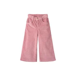 Corduroy Pant w. Wide Leg & Embroirdey, rose comb.