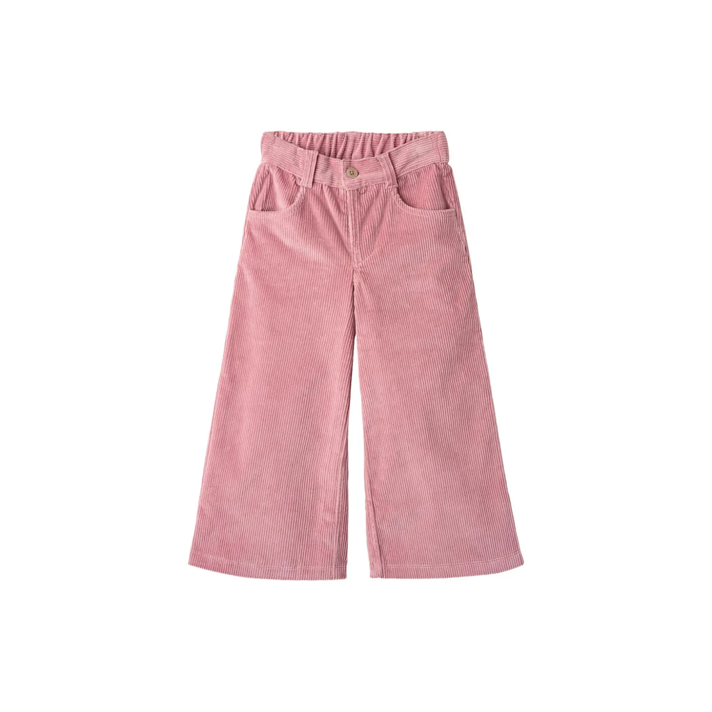 Corduroy Pant w. Wide Leg & Embroirdey, rose comb.