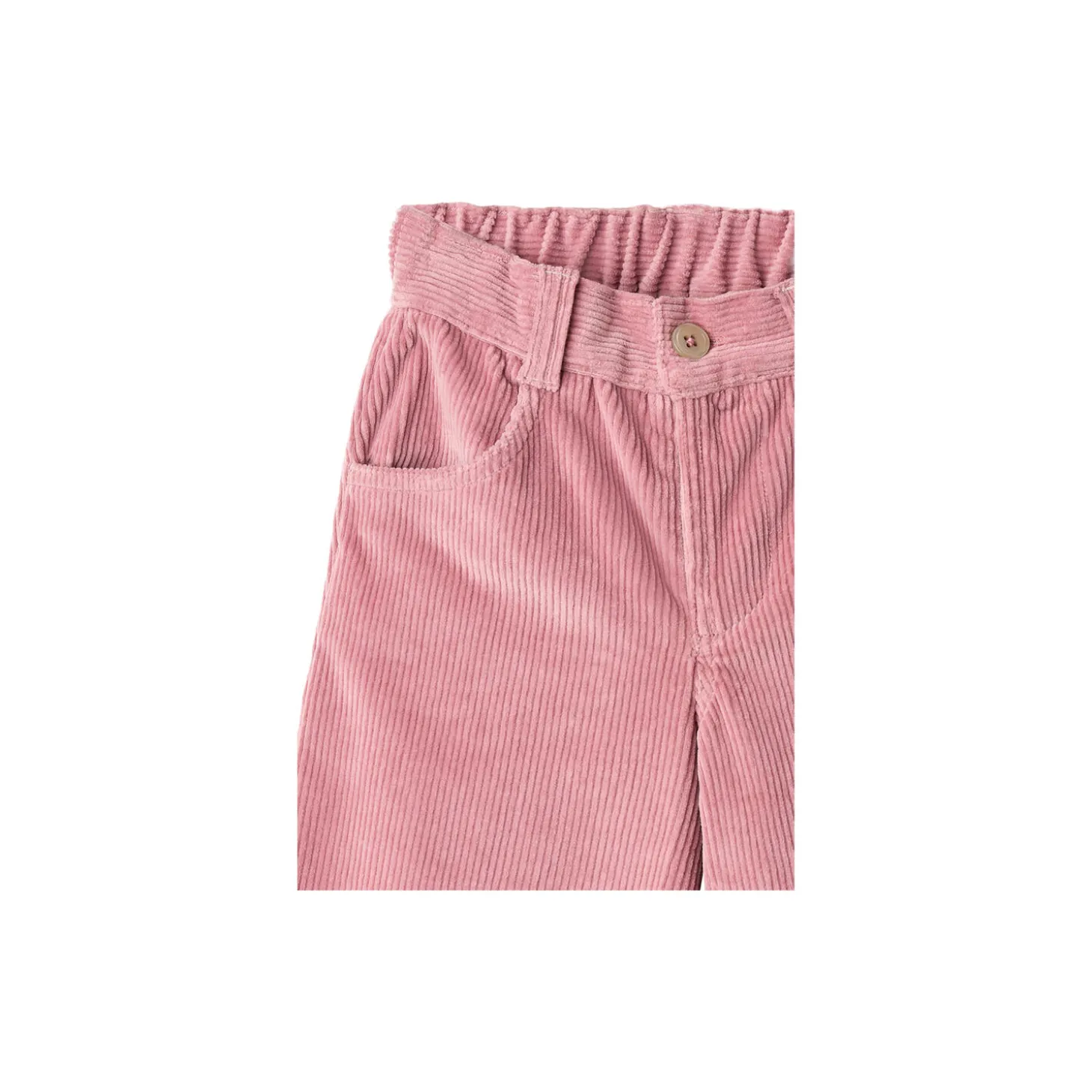 Corduroy Pant w. Wide Leg & Embroirdey, rose comb.