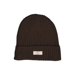 Cotton Knitted Classic Beanie, dark brown