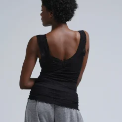 Cotton Lacey Top, black