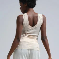 Cotton Lacey Top, rosie beige