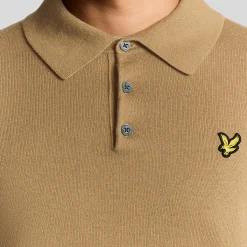 Cotton Merino Long Sleeve Knitted Polo, tigers eye