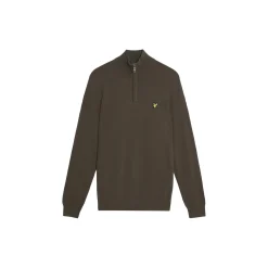 Cotton Merino Quarter Zip Jumper, espresso